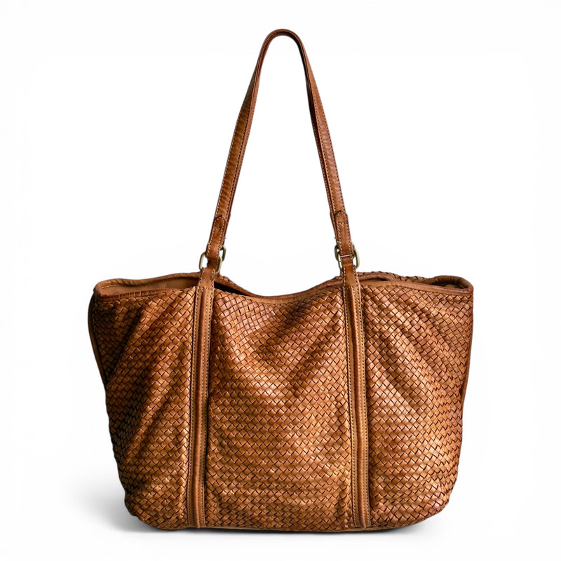 Tan Italian leather tote bag 