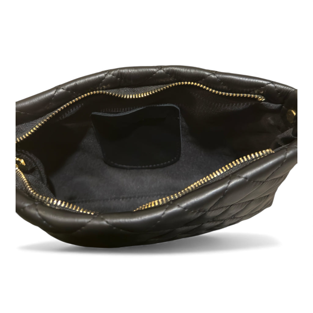 Close up inside a black leather Italian handbag Sussex handbag independent retailer 