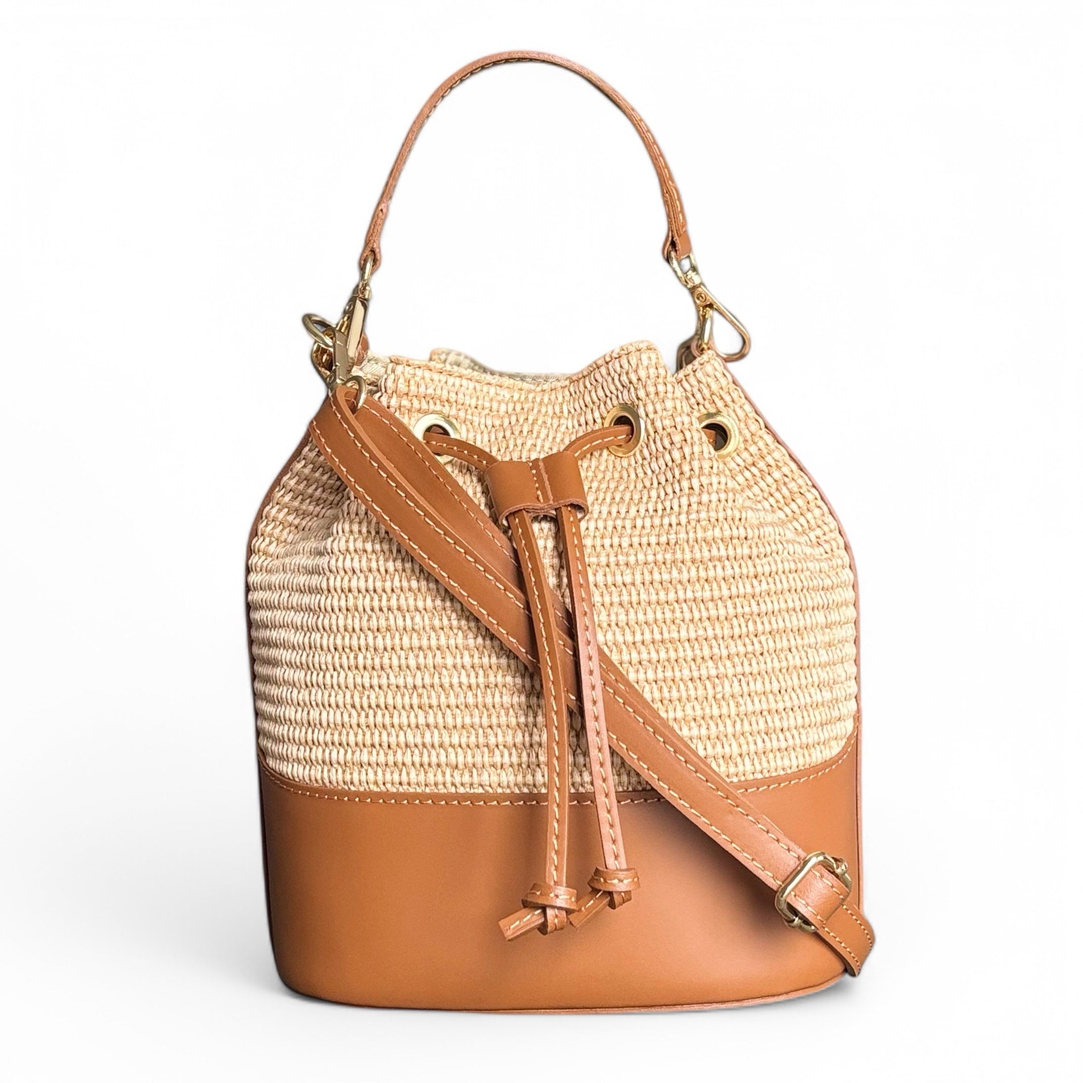 Isola Italian Raffia and Leather Bucket Bag – Cossu